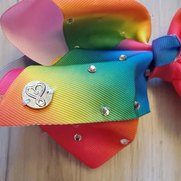 Jojo Siwa Rainbow Tie Dye Rhinestones Cheerleading Hairclip Hair Bow - Picture 2 of 5